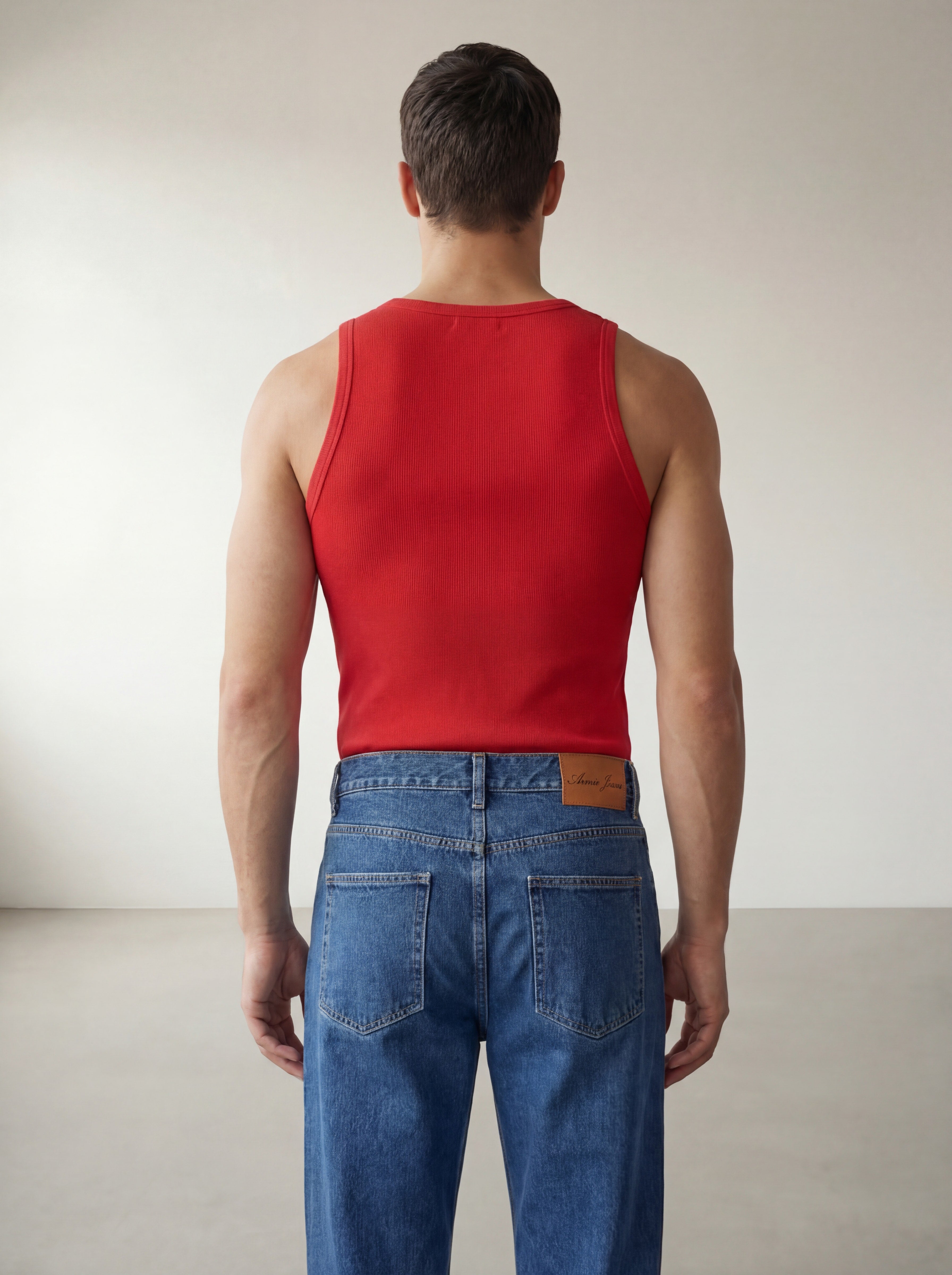 The Peter Muscle-Fit Ribbed Tanktop - Red