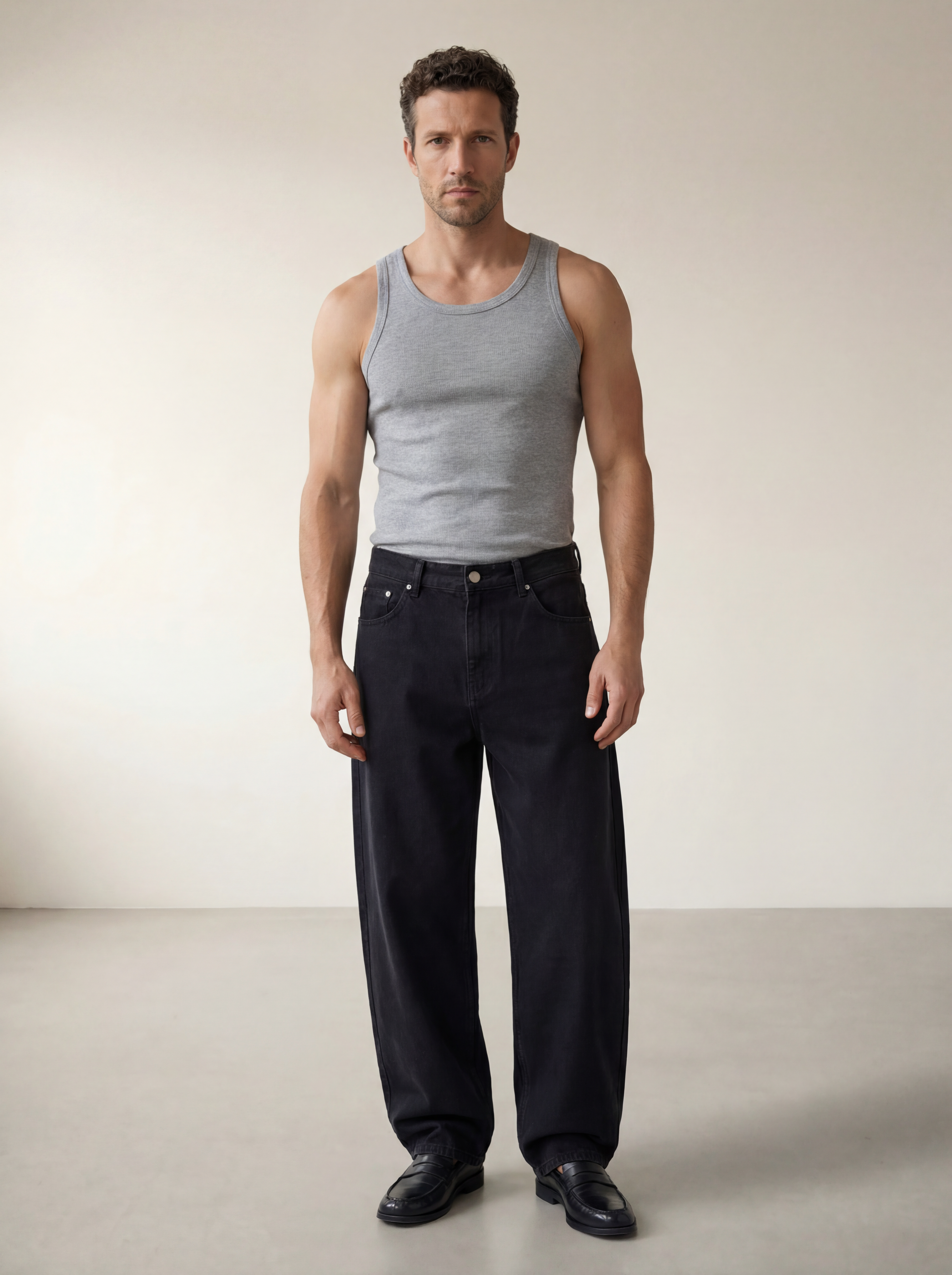 The Peter Muscle-Fit Ribbed Tanktop - Light Grey Melange