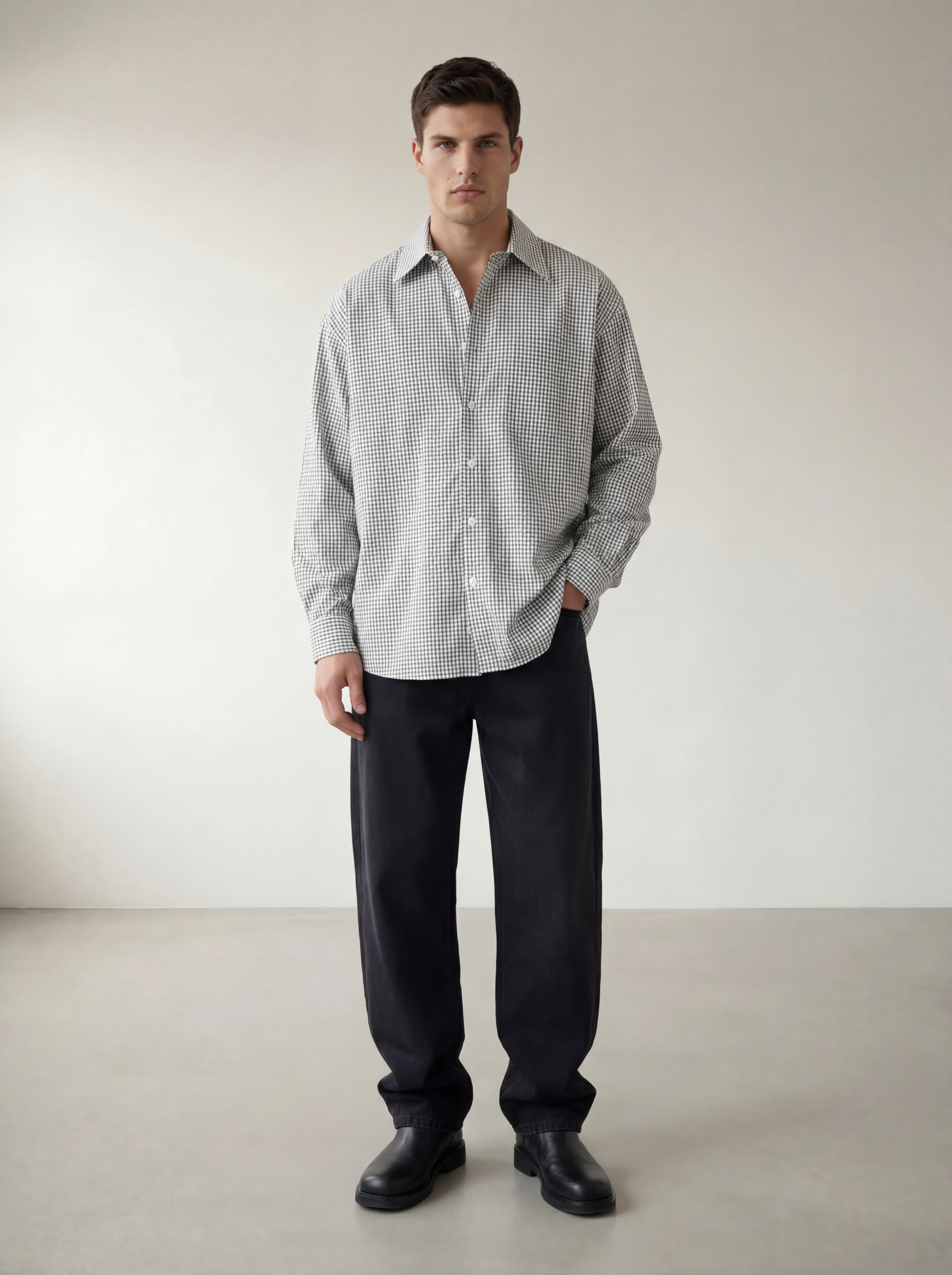 The Carl White Check Loose Shirt