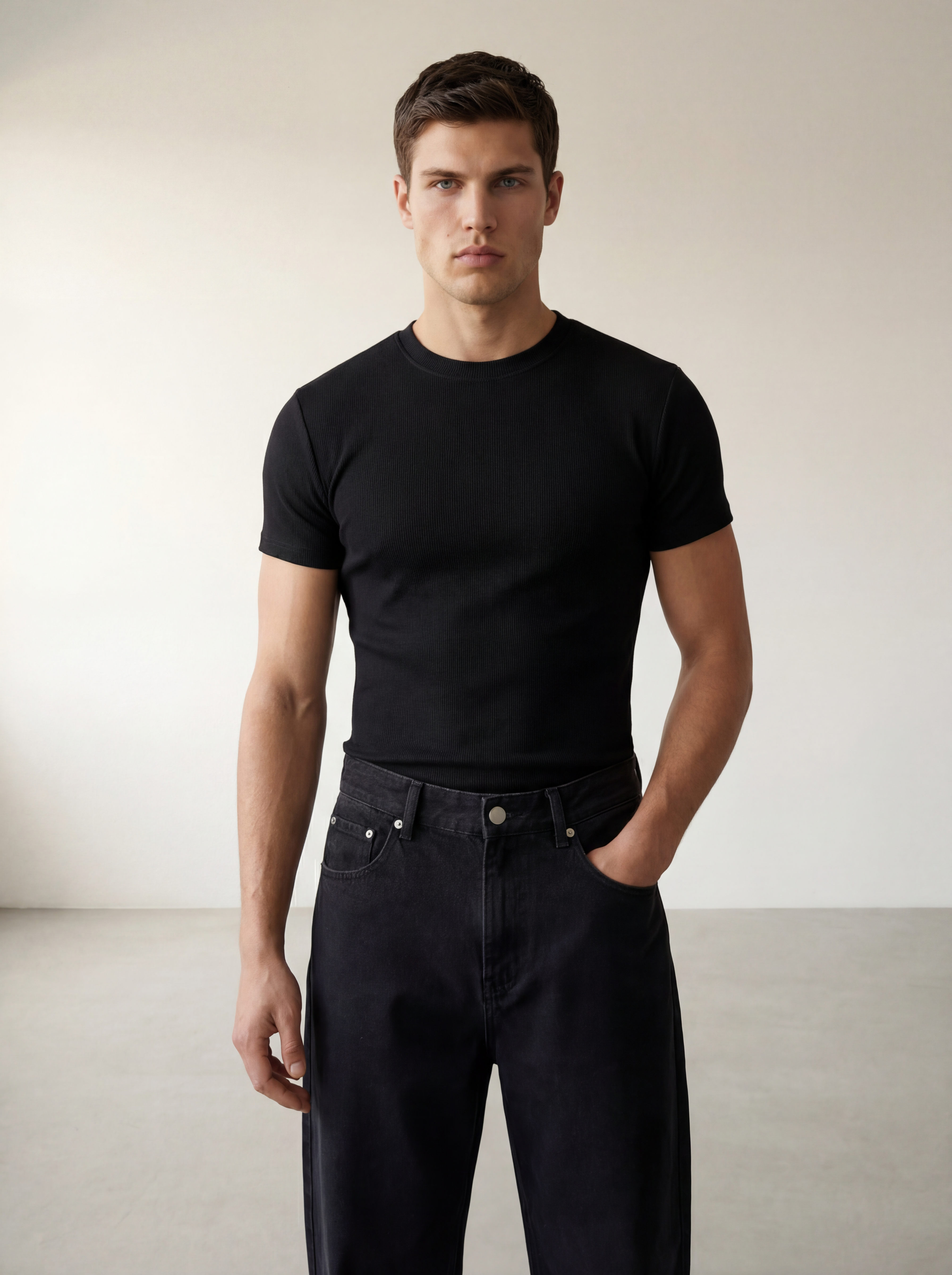 The Peter Muscle-Fit Ribbed T-shirt - Black
