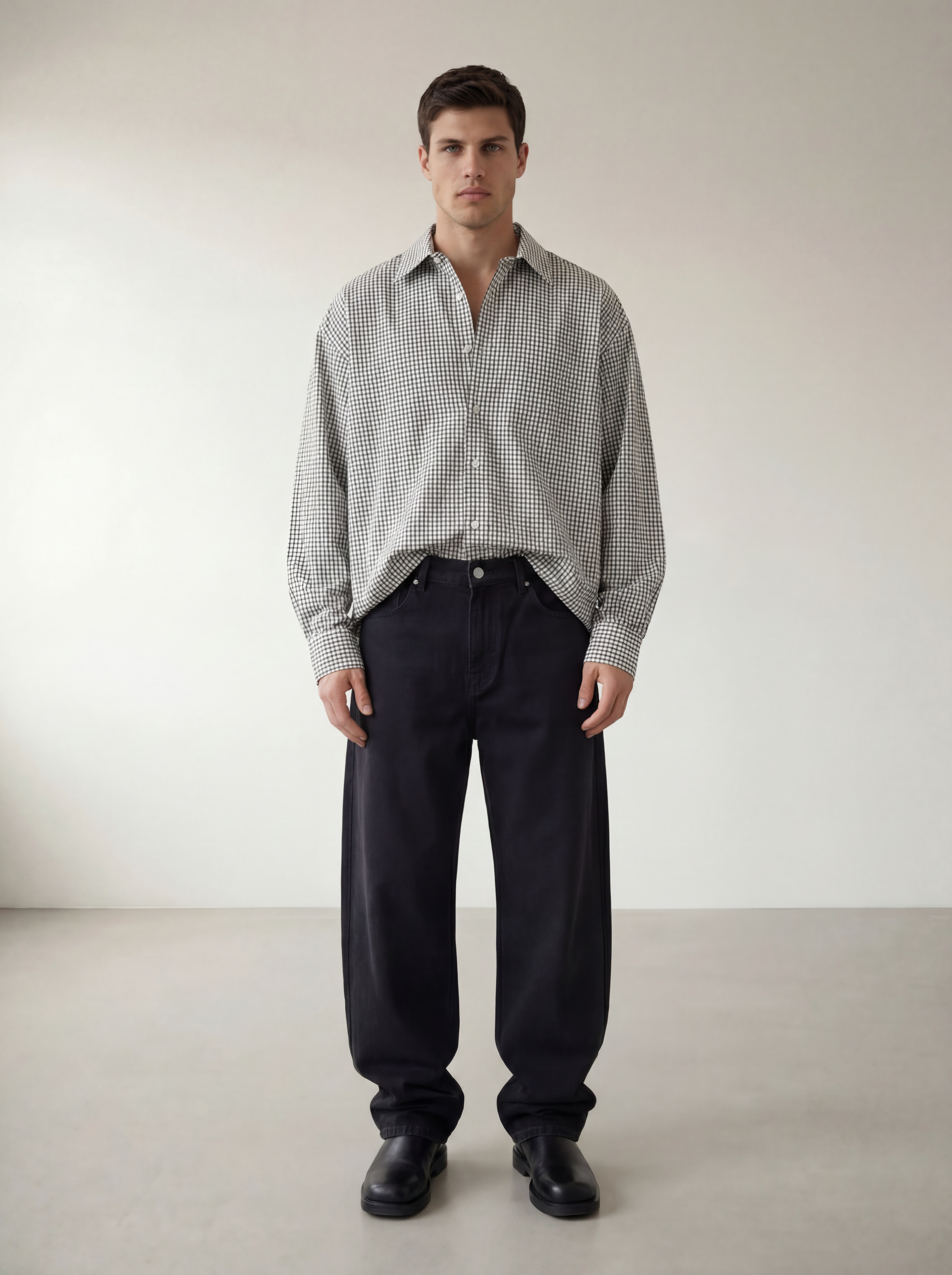 The Carl White Check Loose Shirt