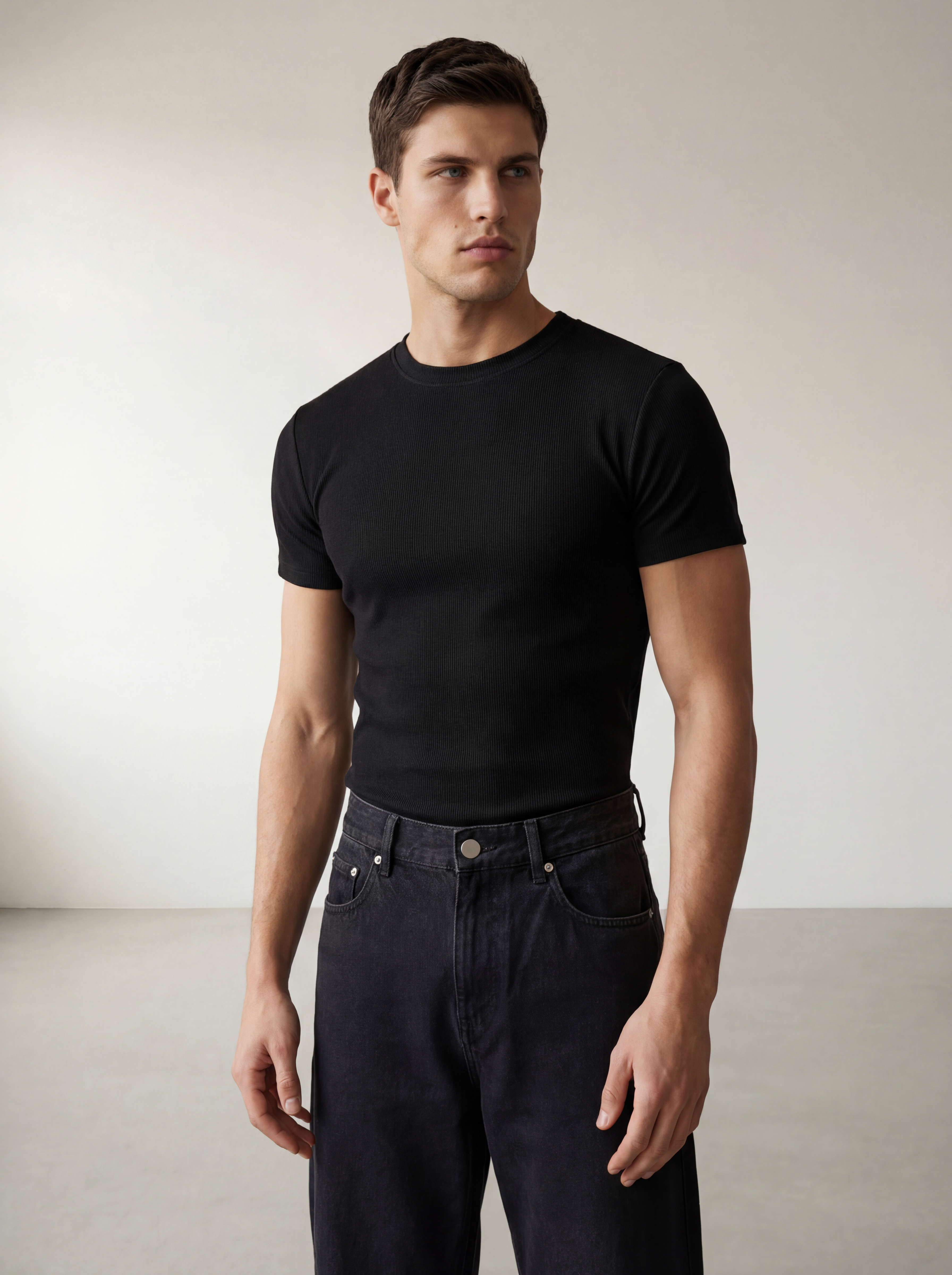 The Peter Muscle-Fit Ribbed T-shirt - Black