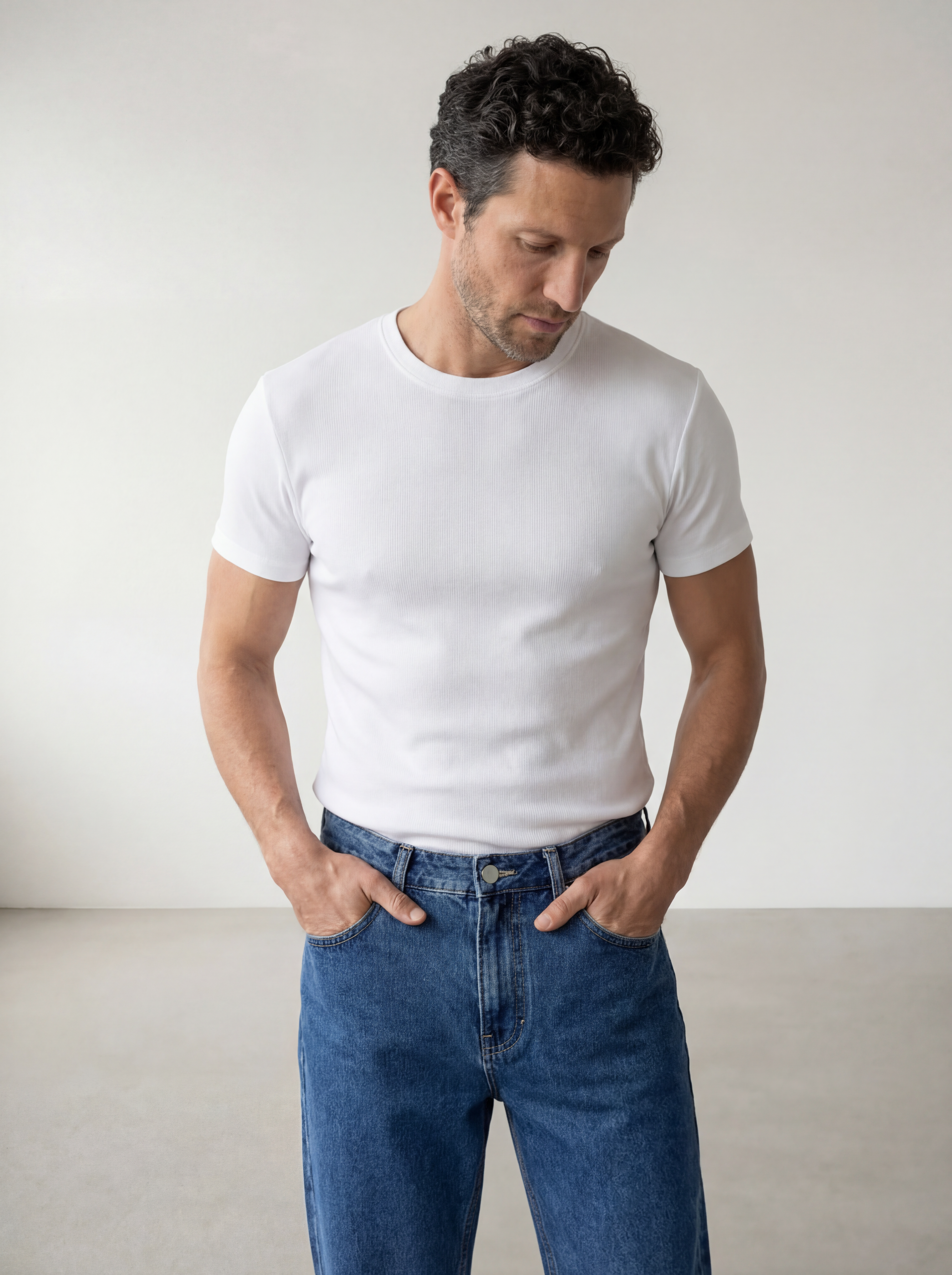 The Peter Muscle-Fit Ribbed T-shirt - White