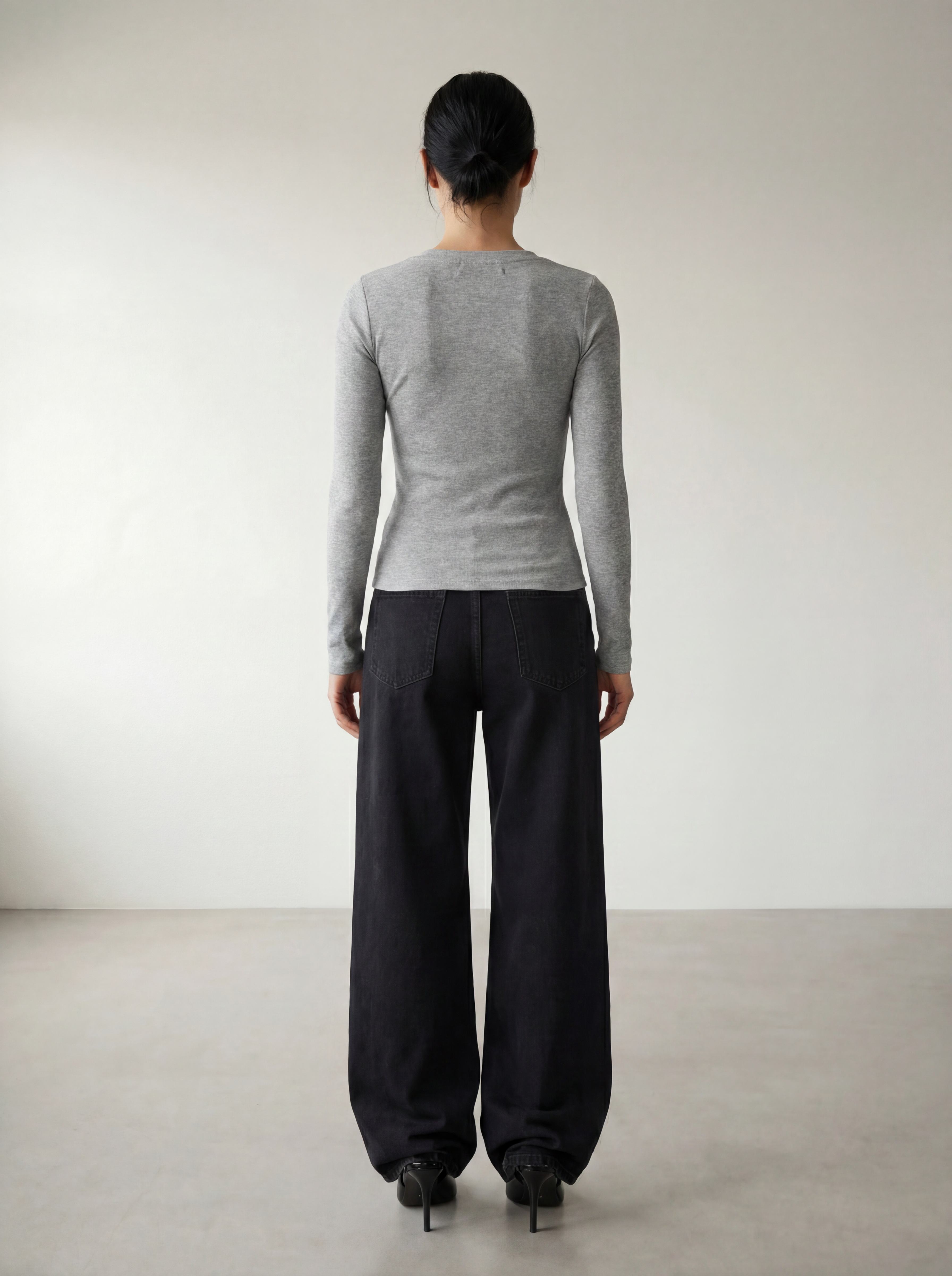 The Petra Henley Top - Light Grey Melange