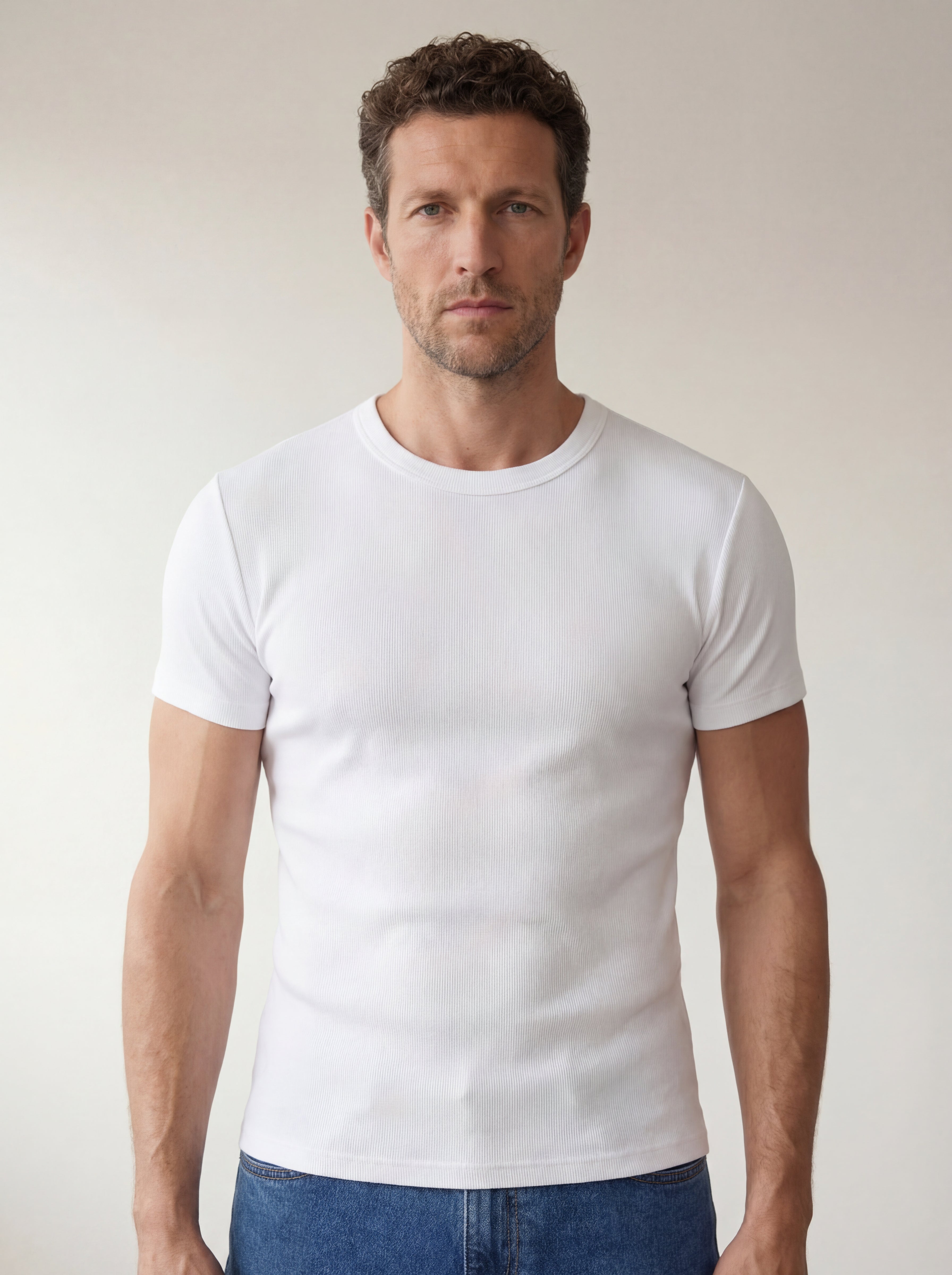The Peter Muscle-Fit Ribbed T-shirt - White