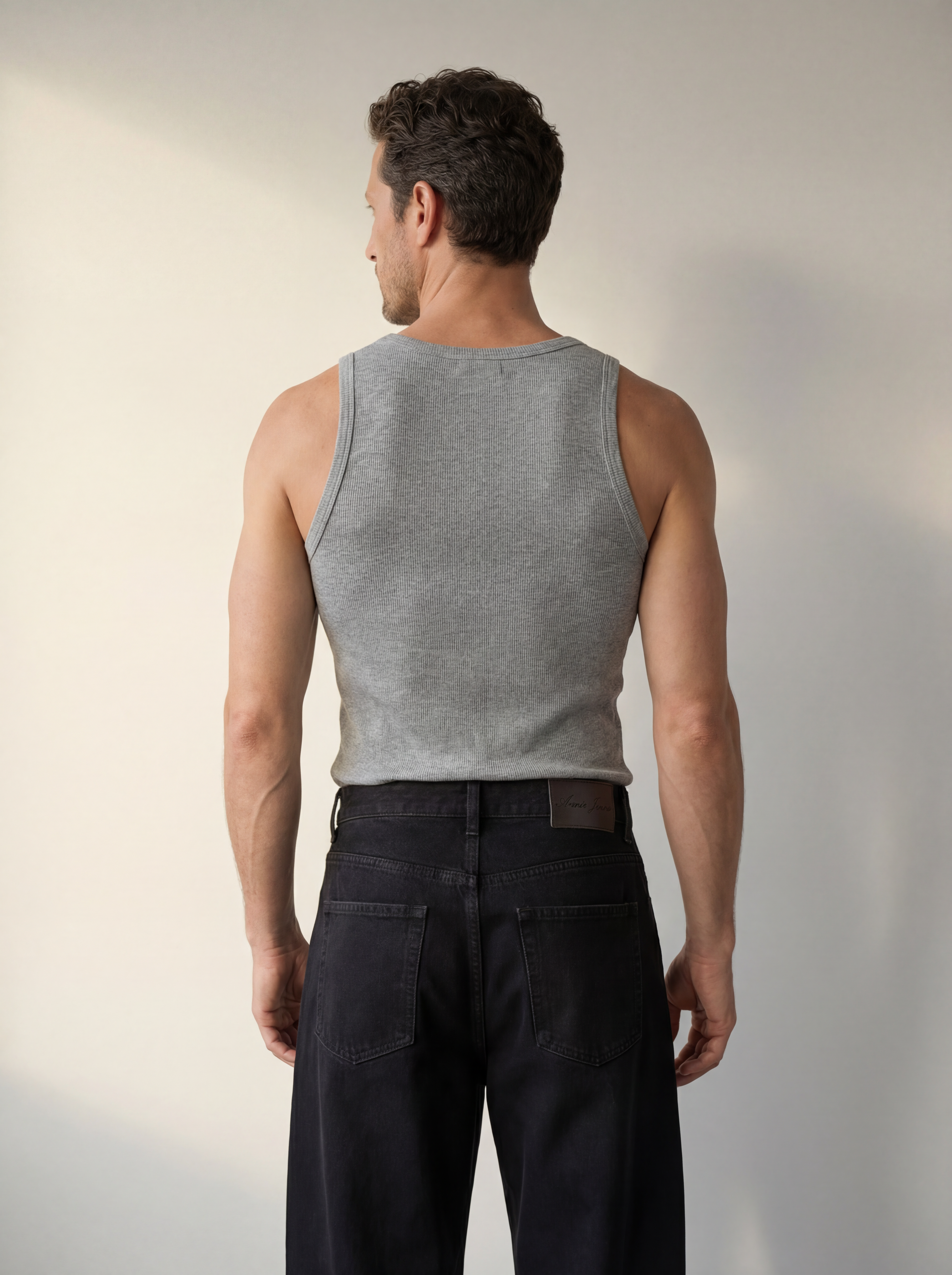 The Peter Muscle-Fit Ribbed Tanktop - Light Grey Melange