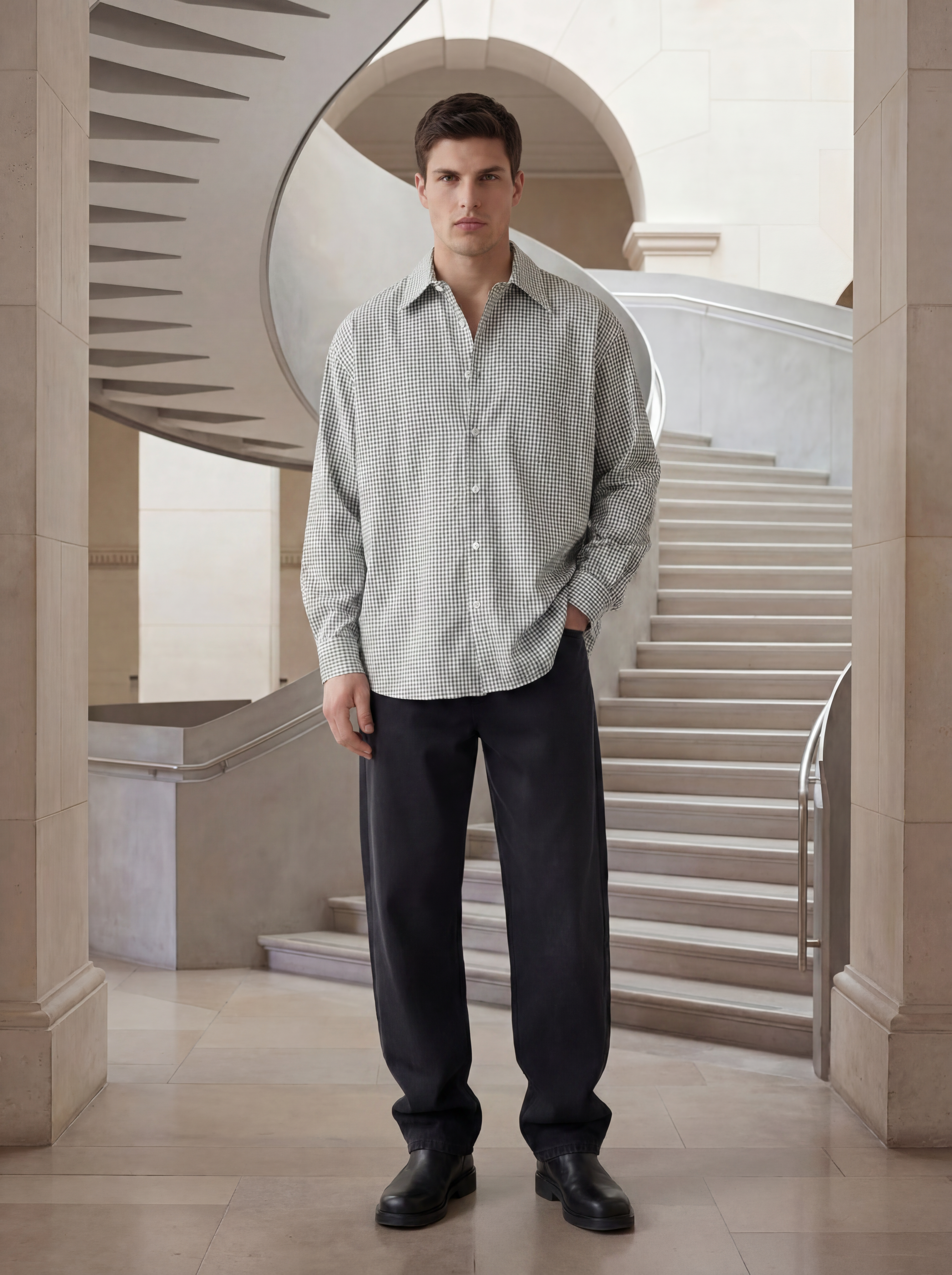 The Carl White Check Loose Shirt