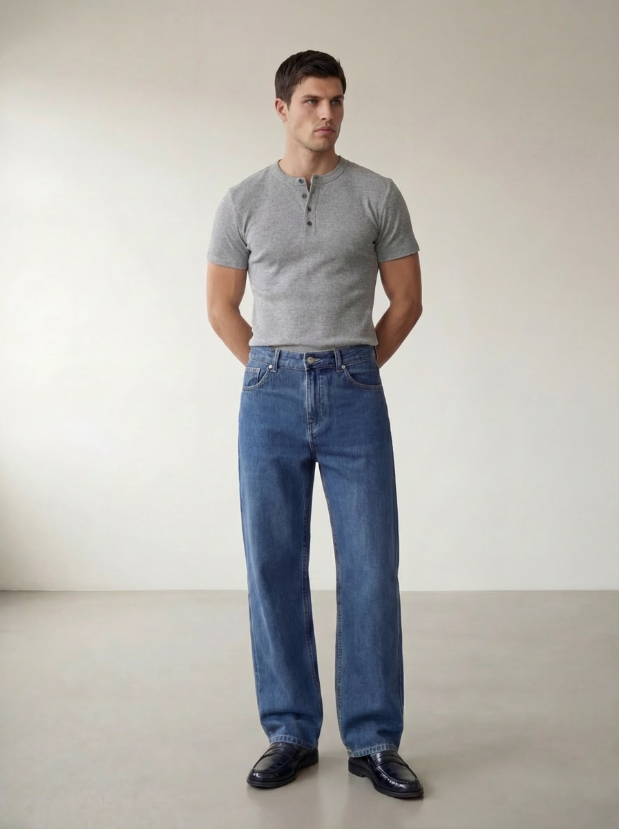 The Peter Muscle-Fit Henley Ribbed T-shirt