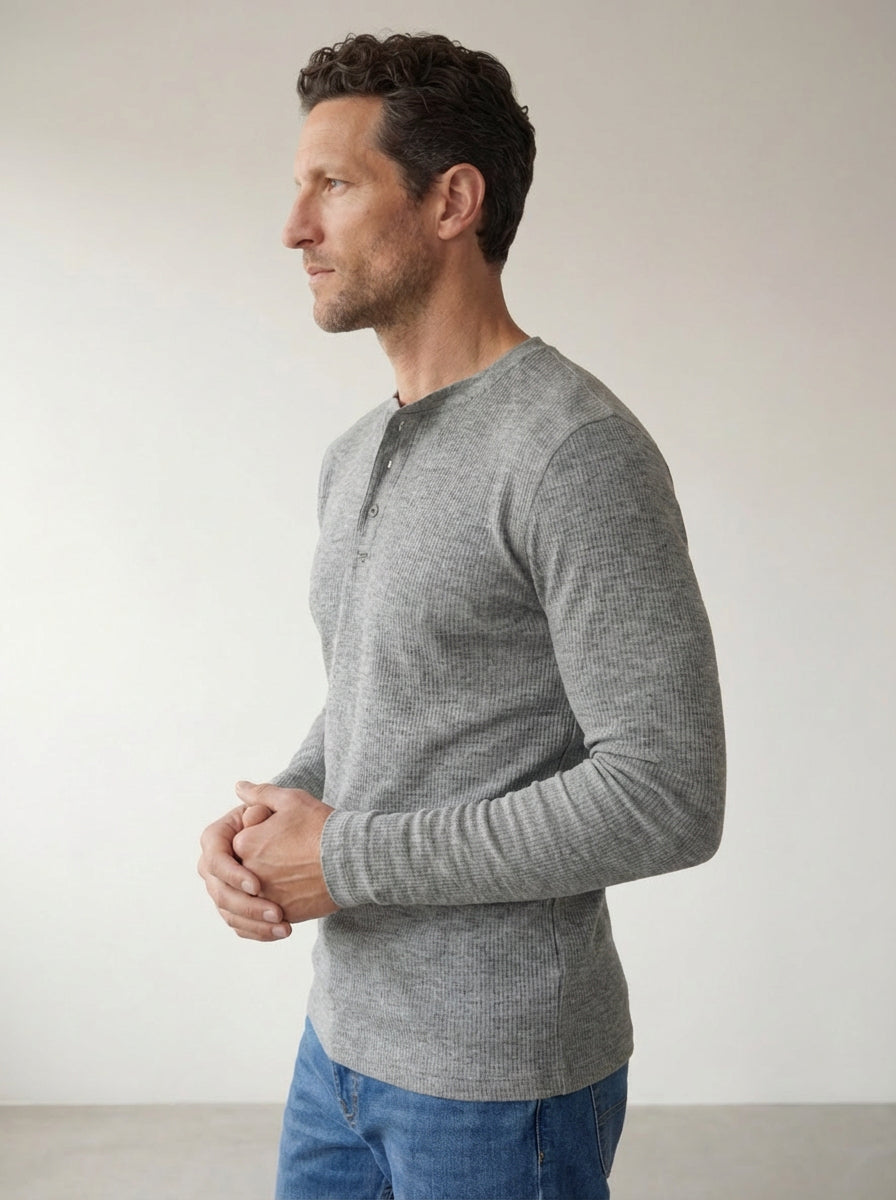 The Peter Muscle-Fit Henley Ribbed Shirt