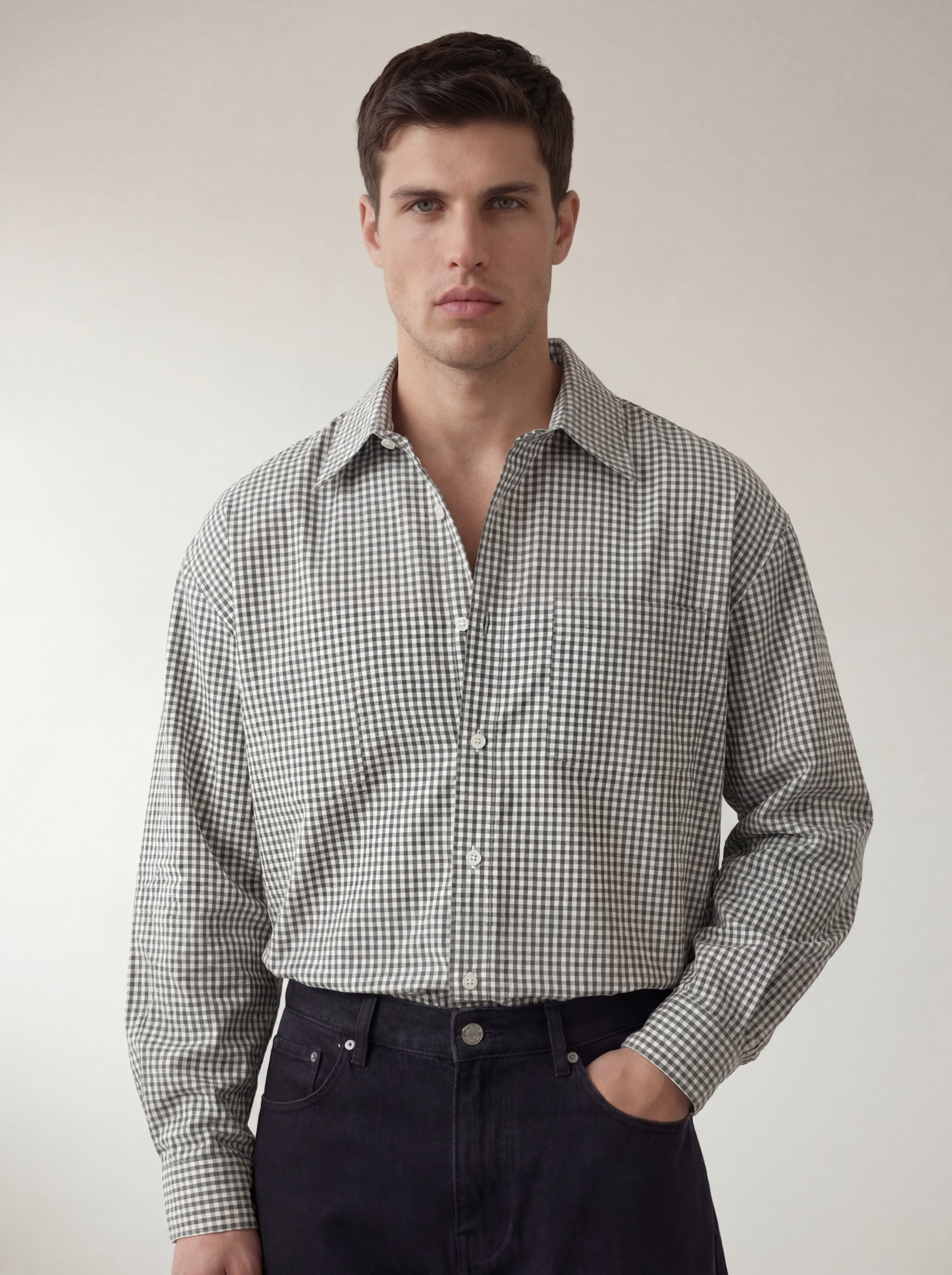 The Carl White Check Loose Shirt